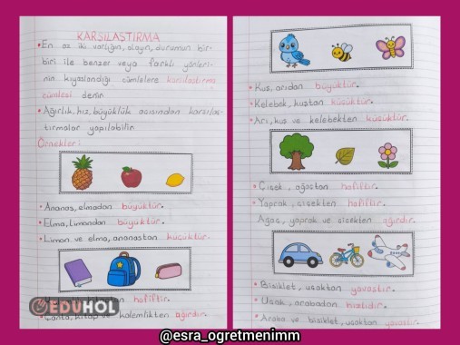 Karşılaştırma Defter Çalışması