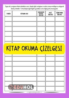 Kitap okuma çizelgesi-15 kitaplık-2 farklı şablon