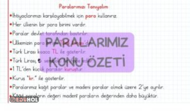 Paralarımız Konu Özeti