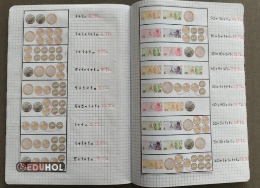 Paraların Değerlerini Bulma Defter Çalışması