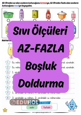 Sıvıları Ölçme Boşluk Doldurma Az Fazla