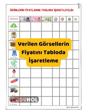 Verilen Görsellerin Fiyatını Tabloda İşaretleme