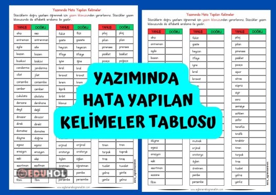 Yazımında Hata Yapılan Kelimeler