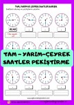 Tam Yarım Çeyrek Saatler Pekiştirme Çalışmaları