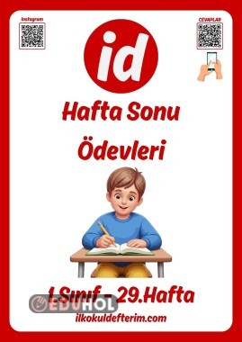 1.Sınıf Hafta Sonu Ödevleri - 29.Hafta