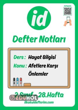 2.Sınıf Afetlere Karşı Önlemler - Defter Notları