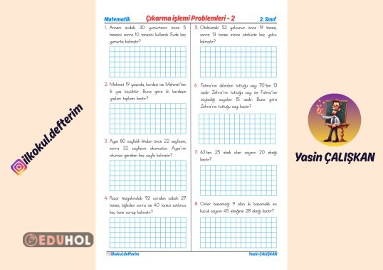 Çıkarma İşlemi Problemleri (2 işlemli)