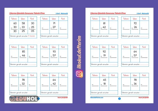 Çıkarma İşleminin Sonucunu Tahmin Etme