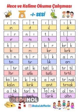 Hece ve Kelime Okuma Çalışması (I Sesi)