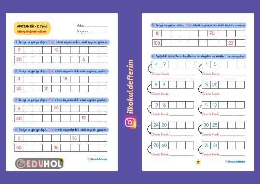 Matematik 2.Tema Süreç Değerlendirmesi