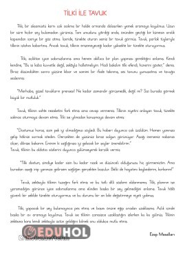Tavuk ile Tilki adlı Okuduğunu Anlama Metni