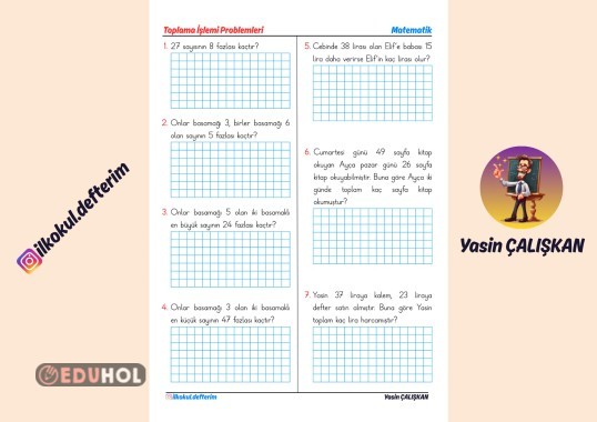 Toplama İşlemi Problemleri - Kolay