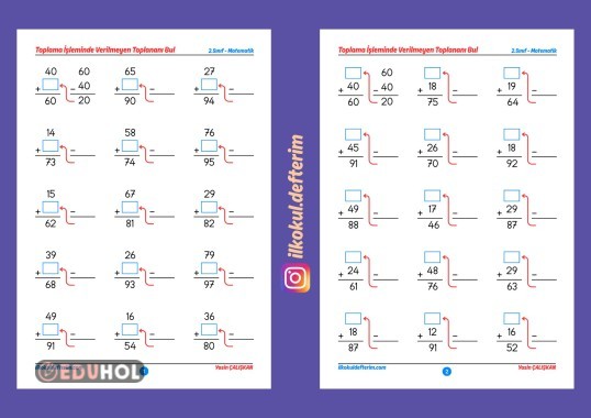 Toplama İşleminde Verilmeyen Toplananı Bul