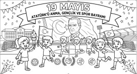 19 MAYIS ATATÜRK' Ü ANMA GENÇLİK VE SPOR BAYRAMI BOYAMA SAYFASI
