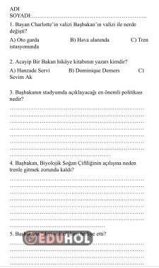 Okuma Kitabı Değerlendirme Soruları