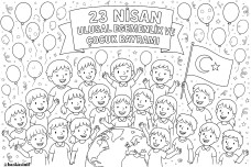 23 Nisan Ulusal Egemenlik ve Çocuk Bayramı Çarşaf Boyama Kağıdı