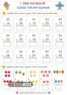 1.sınıf eldesiz  toplama işlemi