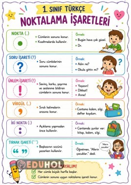 1.sınıf noktalama işareti defter notu