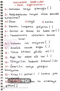 Noktalama işaretleri genel değerlendirme