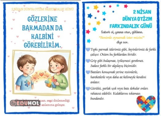 2 Nisan Otizm Farkındalık Günü Bilgi Kartı