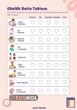 GÜNLÜK RUTİN TAKİP LİSTESİ