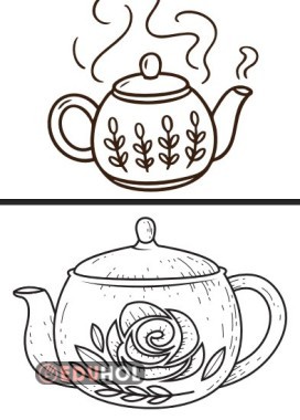 Çiçekli çaydanlık metni boyama sayfası