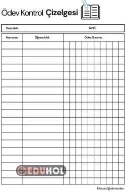 Ödev Kontrol çizelgesi