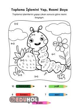 Toplama işlemi boyama tırtıl