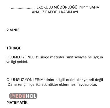 Türkiye Yüzyılı Maarif Model Kasım Analiz Raporu