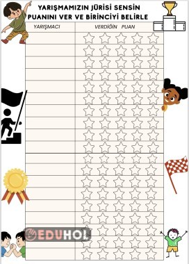 Sınıf içinde yarışma için puanlama şablonu