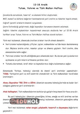 12-18 Aralık, Tutum Yatırım ve Türk Malları Haftası