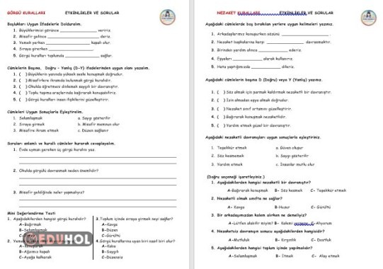 NEZAKET VE GÖRGÜ KURALLARI KONU TEKRARI ÇALIŞMASI