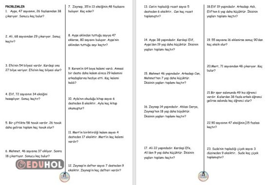 TOPLAMA ÇIKARMA PROBLEMLERİ