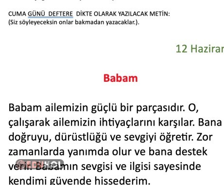 Haftalık Ödev Çizelgesi 8-12 Haziran