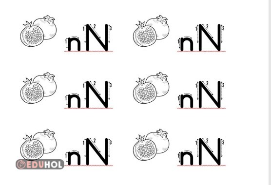 n harfi görseli kes yapıştır ve yazım yönü