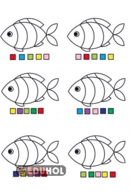 Desenli Balık Boyama Kitapçığı 7 Sayfa