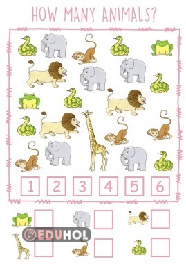 number activity with animals