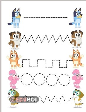 trace the line with bluey and her friends