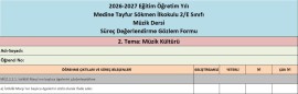 MÜZİK DERSİ SÜREÇ DEĞERLENDİRME GÖZLEM FORMU