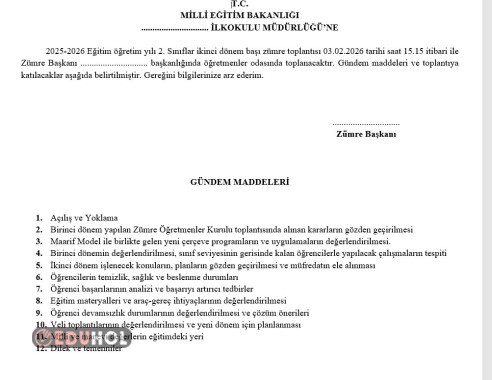 2.SINIF 2.DÖNEM ZÜMRE ÖĞRETMENLER TOPLANTI TUTANAĞI