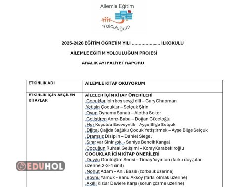 2.SINIF AİLEMLE EĞİTİM YOLCULUĞUM PROJESİ ARALIK AYI RAPORU