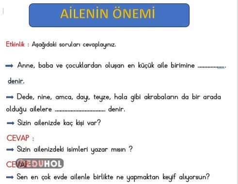 2.SINIF AİLENİN ÖNEMİ ETKİNLİK