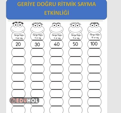 2.SINIF GERİYE DOĞRU RİTMİK SAYMA ETKİNLİĞİ