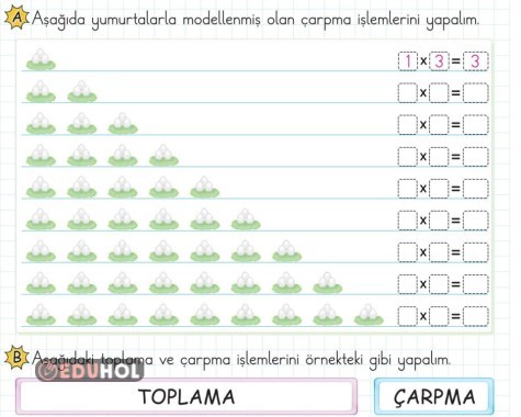 2.SINIF MATEMATİK ÜÇER ÇARPIM TABLOSU ETKİNLİK