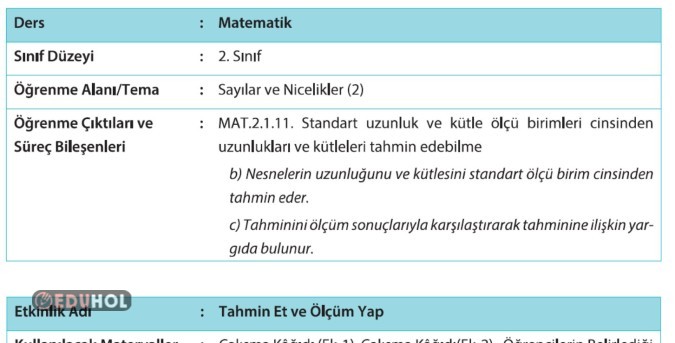 2.SINIF MATEMATİK UZUNLUK VE KÜTLE ÖLÇME BİÇİMLENDİRİCİ DEĞERLENDİRME