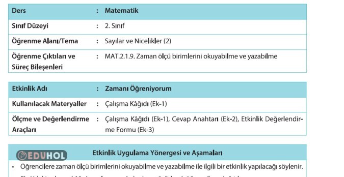 2.SINIF MATEMATİK ZAMAN ÖLÇÜ BİRİMİLERİ BİÇİMLENDİRİCİ DEĞERLENDİRME