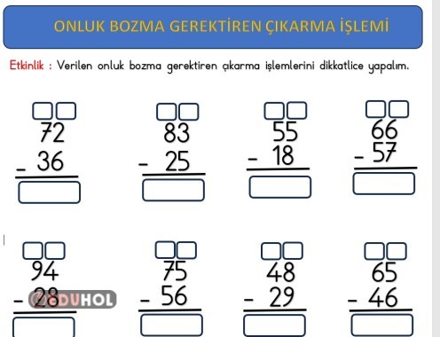 2.SINIF ONLUK BOZMA GEREKTİREN ÇIKARMA İŞLEMİ ETKİNLİĞİ