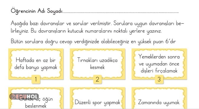 2.SINIF SAĞLIKLI ALIŞKANLIKLAR SÜREÇ DEĞERLENDİRME