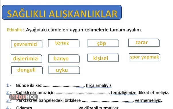 2.SINIF SAĞLIKLI ALIŞKANLIKLAR
