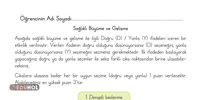 2.SINIF SAĞLIKLI BÜYÜME VE GELİŞME ACİL DURUM SÜREÇ DEĞERLENDİRME
